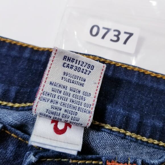 True Religion Jeans Joey Low Rise Bootcut Dark Wash Blue Denim - Picture 10 of 11